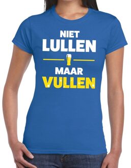 Bellatio Decorations Niet Lullen maar vullen tekst t-shirt blauw dames