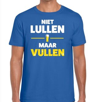 Bellatio Decorations Niet Lullen maar Vullen tekst t-shirt - blauw - voor heren - drank - foute party kleding