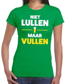 Bellatio Decorations Niet Lullen maar Vullen tekst t-shirt groen dames