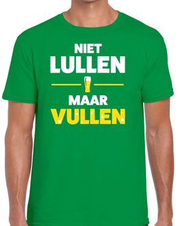 Bellatio Decorations Niet Lullen maar Vullen tekst t-shirt groen heren