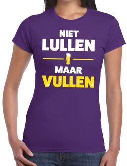 Bellatio Decorations Niet lullen maar vullen tekst t-shirt paars dames