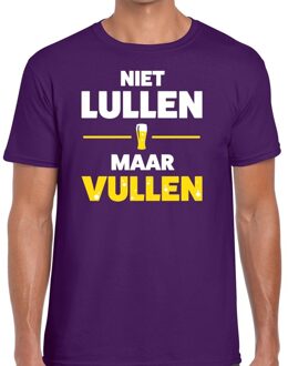 Bellatio Decorations Niet Lullen maar Vullen tekst t-shirt paars heren