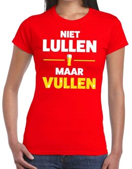 Bellatio Decorations Niet lullen Maar Vullen tekst t-shirt rood dames