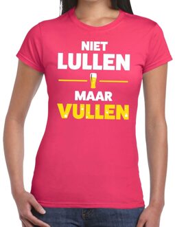 Bellatio Decorations Niet Lullen maar Vullen tekst t-shirt roze dames