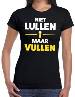 Bellatio Decorations Niet lullen maar vullen tekst t-shirt zwart dames