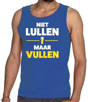 Bellatio Decorations Niet Lullen maar Vullen tekst tanktop / mouwloos shirt blauw XL