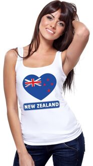 Bellatio Decorations Nieuw Zeeland hart vlag singlet shirt/ tanktop wit dames L