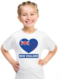 Bellatio Decorations Nieuw zeeland kinder t-shirt met nieuw zeelandse vlag in hart wit jongens en meisjes s (122-128)