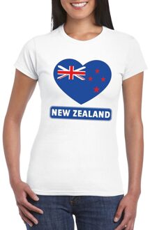 Bellatio Decorations Nieuw zeeland t-shirt met nieuw zeelandse vlag in hart wit dames l