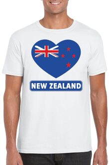 Bellatio Decorations Nieuw zeeland t-shirt met nieuw zeelandse vlag in hart wit heren 2xl