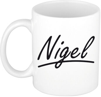 Bellatio Decorations Nigel voornaam kado beker / mok sierlijke letters - gepersonaliseerde mok met naam - Naam mokken Multikleur