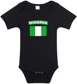 Bellatio Decorations Nigeria landen rompertje met vlag zwart voor babys 56 (1-2 maanden)