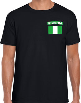 Bellatio Decorations Nigeria t-shirt met vlag zwart op borst voor heren M