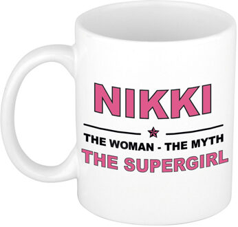 Bellatio Decorations Nikki cadeau mok - Woman Myth Supergirl - naam koffiemok - 300 ml - collega - moederdag Oudroze