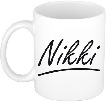 Bellatio Decorations Nikki voornaam kado beker / mok sierlijke letters - gepersonaliseerde mok met naam - Naam mokken Multikleur