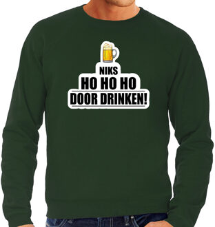 Bellatio Decorations Niks ho ho ho bier doordrinken foute Kerst sweater / trui groen voor heren