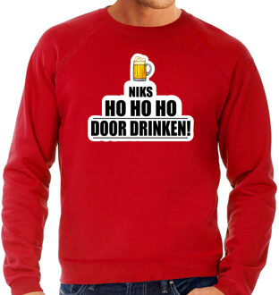 Bellatio Decorations Niks ho ho ho bier doordrinken foute Kerst sweater / trui rood voor heren XL - kerst truien