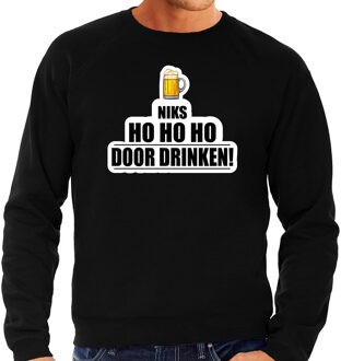 Bellatio Decorations Niks ho ho ho bier doordrinken foute Kerst sweater / trui zwart voor heren L - kerst truien
