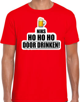 Bellatio Decorations Niks ho ho ho bier doordrinken foute Kerst t-shirt rood voor heren 2XL - kerst t-shirts