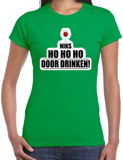 Bellatio Decorations Niks ho ho ho foute Kerst wijn t-shirt groen voor dames 2XL