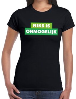 Bellatio Decorations Niks is onmogelijk zwart festival t-shirt dames L