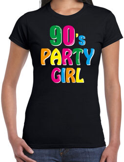 Bellatio Decorations Nineties 90s party girl - verkleed feest t-shirt - zwart - voor dames - Jaren 90 / negentig XS
