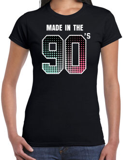 Bellatio Decorations Nineties feest t-shirt / shirt made in the 90s - zwart - voor dames - dance kleding / 90s feest shirts / verjaardags shirts / outfit XS