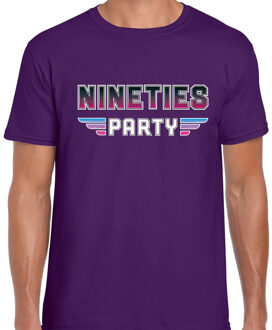 Bellatio Decorations Nineties party / feest t-shirt paars voor heren 2XL