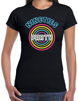 Bellatio Decorations Nineties party verkleed t-shirt dames - jaren 90 feest outfit - 90s party neon - zwart 2XL