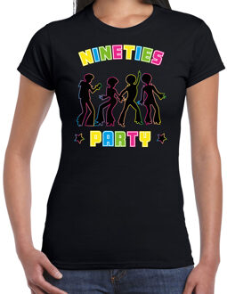 Bellatio Decorations Nineties party verkleed t-shirt dames - jaren 90 feest outfit - 90s party - zwart XS