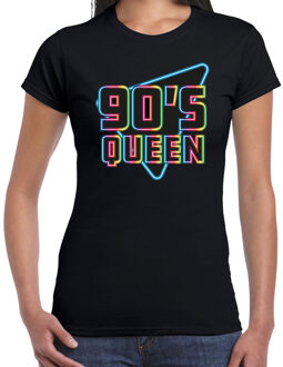 Bellatio Decorations nineties party verkleed t-shirt dames - jaren 90 feest outfit - 90s queen - zwart 2XL