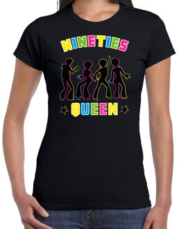 Bellatio Decorations Nineties party verkleed t-shirt dames - jaren 90 feest outfit - 90s queen - zwart XL