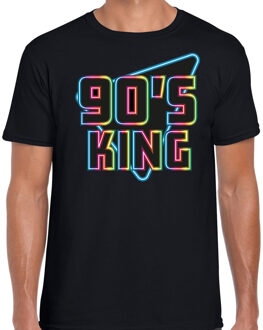 Bellatio Decorations nineties party verkleed t-shirt heren - jaren 90 feest outfit - 90s king - zwart 2XL