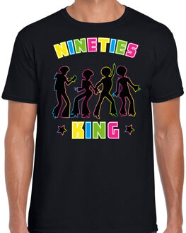 Bellatio Decorations nineties party verkleed t-shirt heren - jaren 90 feest outfit - 90s king - zwart 2XL