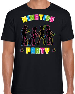 Bellatio Decorations nineties party verkleed t-shirt heren - jaren 90 feest outfit - 90s party - zwart 2XL