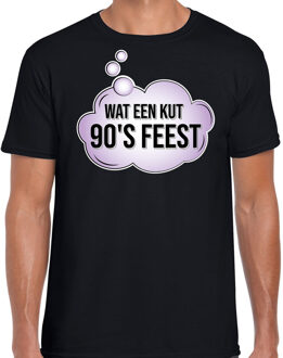 Bellatio Decorations Nineties party - wat een kut 90s feest shirt- zwart - voor heren - fun / tekst - t-shirt / outfit XL
