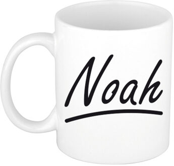 Bellatio Decorations Noah voornaam kado beker / mok sierlijke letters - gepersonaliseerde mok met naam - Naam mokken Multikleur