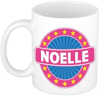 Bellatio Decorations Noelle voornaam koffiemok - beker - wit/roze - 300 ml - Cadeau - Dames - Collega - Moederdag Multi