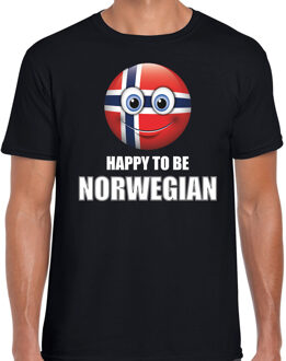 Bellatio Decorations Noorwegen emoticon Happy to be Norwegian landen t-shirt zwart heren M