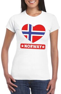 Bellatio Decorations Noorwegen hart vlag t-shirt wit dames 2XL