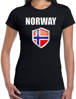 Bellatio Decorations Noorwegen landen supporter t-shirt met Noorse vlag schild zwart dames