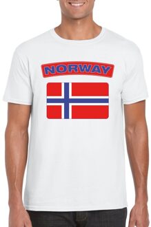 Bellatio Decorations Noorwegen supporters t-shirt - met vlag print - wit - voor heren - landen - kleding