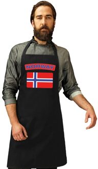 Bellatio Decorations Noorwegen vlag barbecueschort/ keukenschort zwart volwassenen