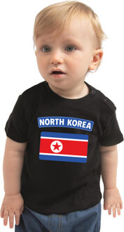 Bellatio Decorations North-Korea / Noord-Korea landen shirtje met vlag zwart voor babys 62 (1-3 maanden)