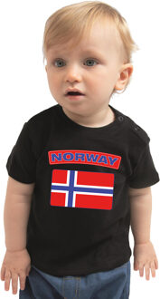 Bellatio Decorations Norway / Noorwegen landen shirtje met vlag zwart voor babys 62 (1-3 maanden)