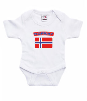 Bellatio Decorations Norway romper met vlag Noorwegen wit voor babys 56 (1-2 maanden)