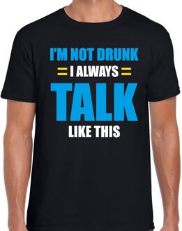 Bellatio Decorations Not drunk I always talk like this / Niet dronken ik praat altijd zo drank fun t-shirt zwart voor her 2XL