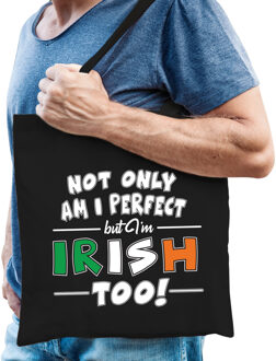 Bellatio Decorations Not only am I perfect but im Irish too katoenen kado tas zwart - heren - Ierland cadeau tas