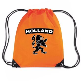 Bellatio Decorations Nylon rugzak Holland zwarte leeuw oranje - Rugzakken