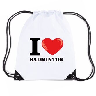 Bellatio Decorations Nylon sporttas I love badminton wit - Rugzak